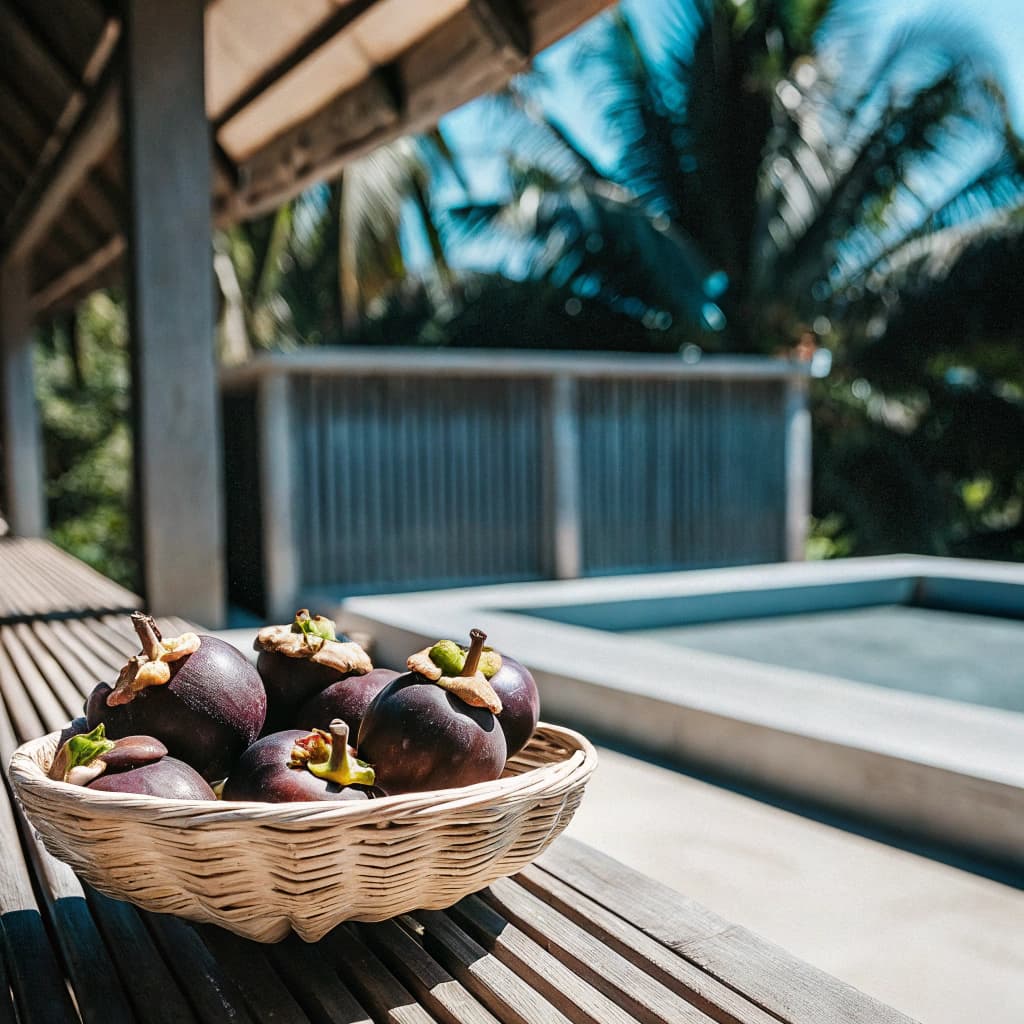 Basket of ripe mangosteen fruit