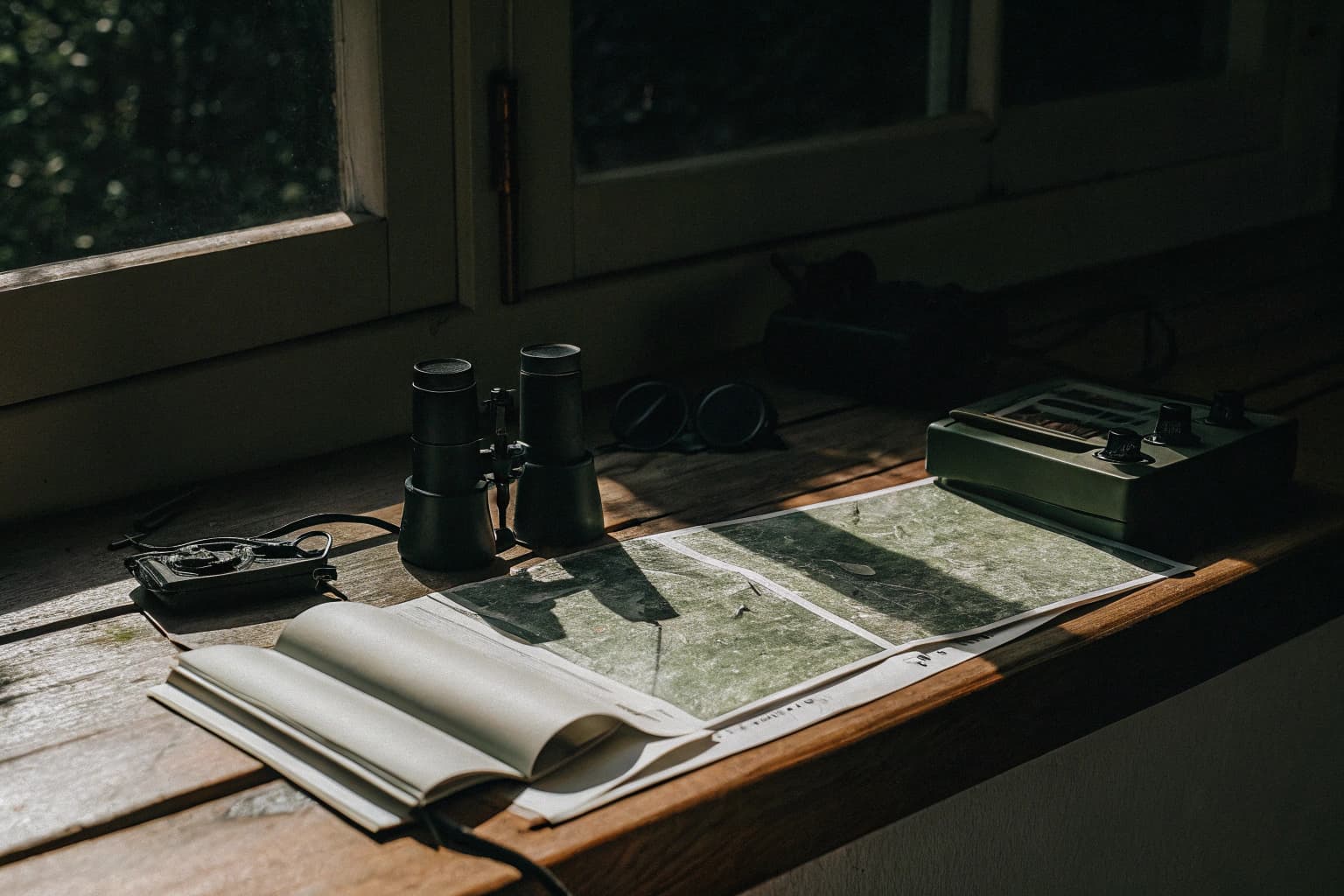 Marine research tools on desk