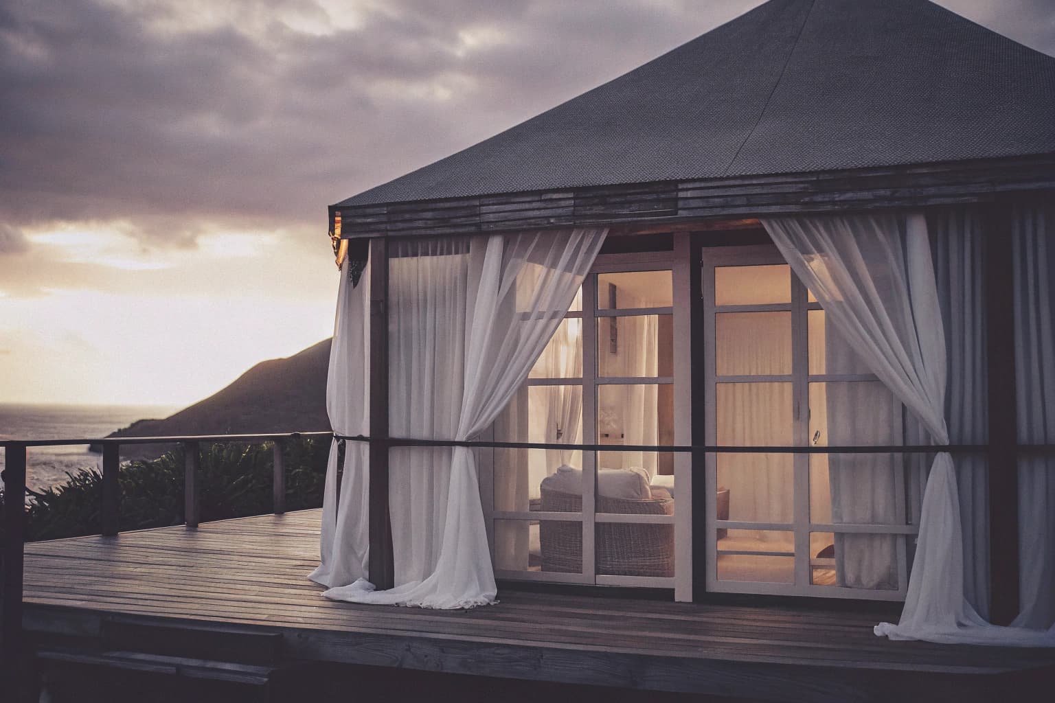 Canopy villa with private plunge pool at dusk